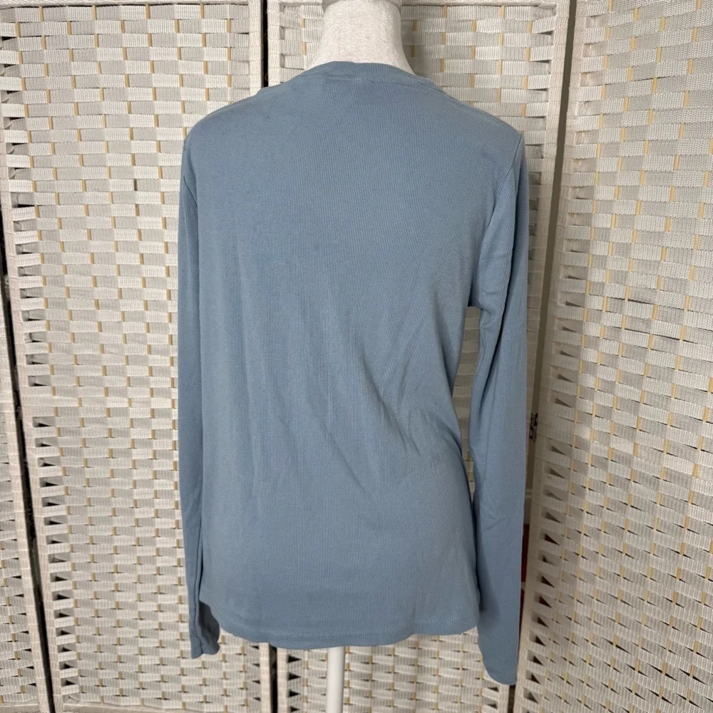 Lands' End Drapey Rib Skimming Long Sleeve Henley T-Shirt - Picture 3 of 7